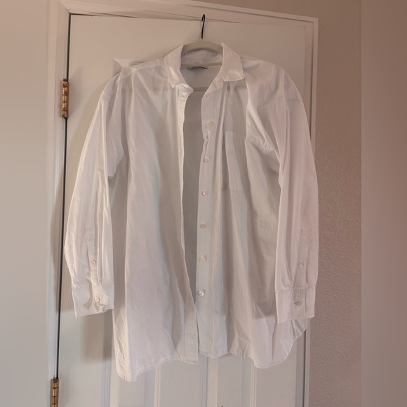 Madewell Signature Poplin Oversized Shirt, white button up blouse, M - Picture 3 of 9